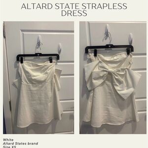 Altar'd State Ivory Strapless Dress with Bow